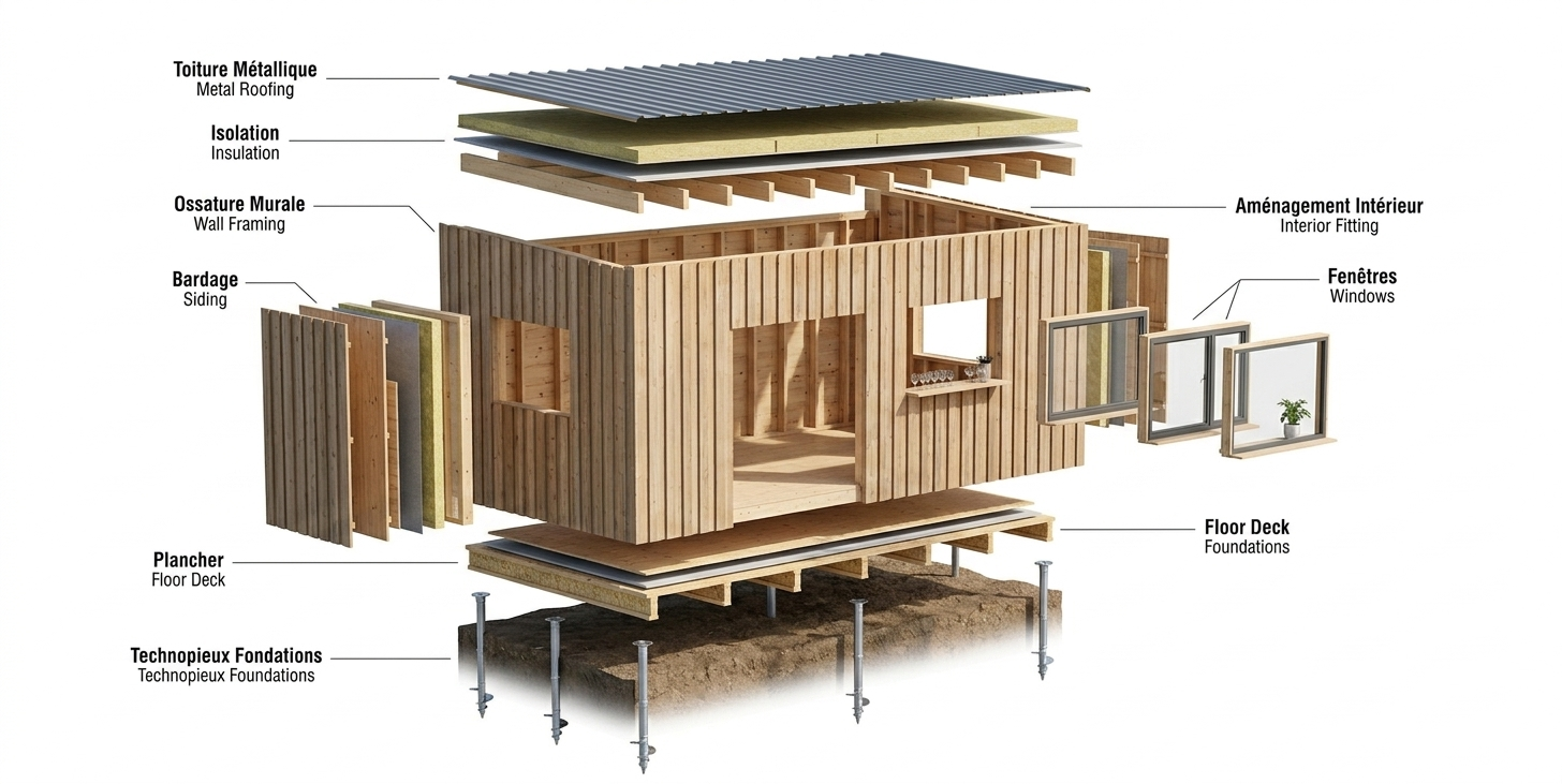 Vue éclatée du module TyMod montrant les couches constructives